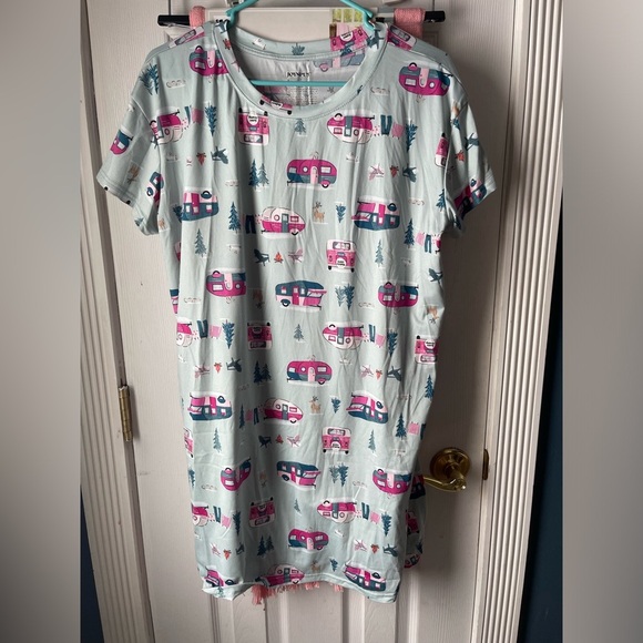 Joyspun blue moo moo night dress with campers size small-medium #2237 - Picture 2 of 9